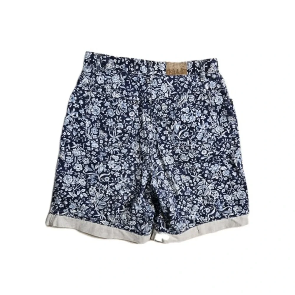 Vintage‎  Hunt Club Women's Denim Floral  Shorts  Blue 14 Cotton Y2K